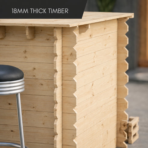 Rustic Wooden Interlock Corner Bar - 110cm High