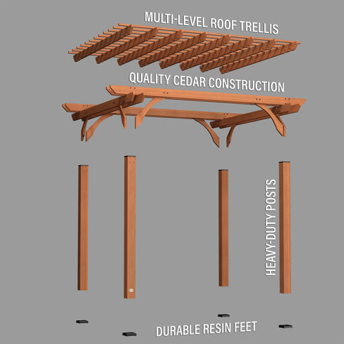 3.6m x 3m Wood Pergola (12ft x 10ft)