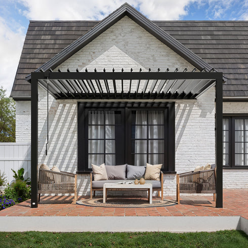3.6m X 3.1m Evanston Wall Mounted Louvered Pergola