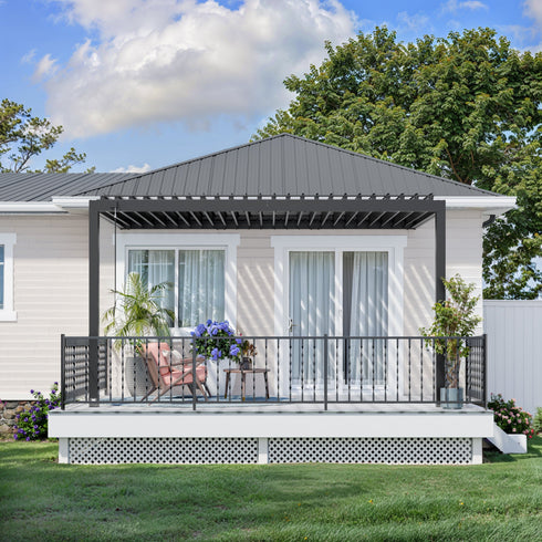 4.3m X 3.1m Evanston Wall Mounted Louvered Pergola