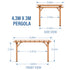4.3m x 3m Wood Pergola (14ft x 10ft)