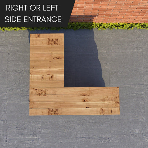 Wooden bat with text 'Right or Left Side Entrance' on a gray wall background