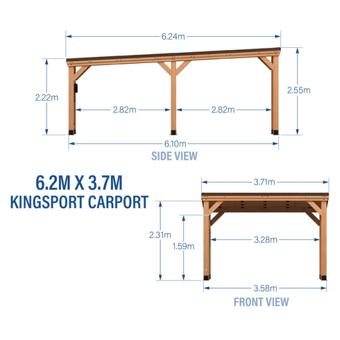 6.1m X 3.7m Kingsport Carport