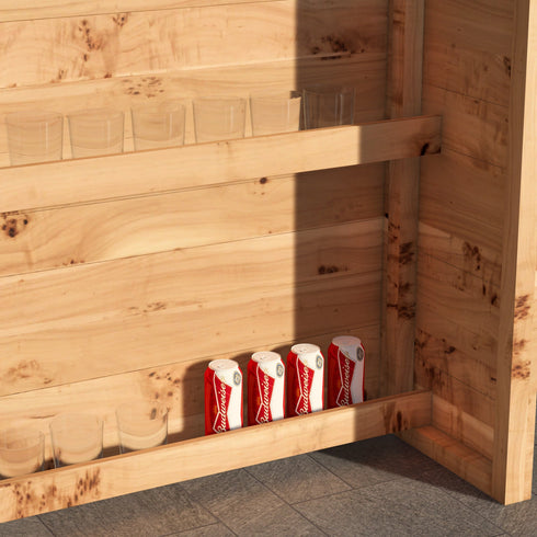 Rustic Wooden Bar & Bar Stools Set - Includes LED's