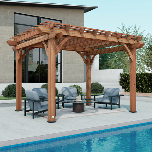 3.6m x 3m Wood Pergola (12ft x 10ft)