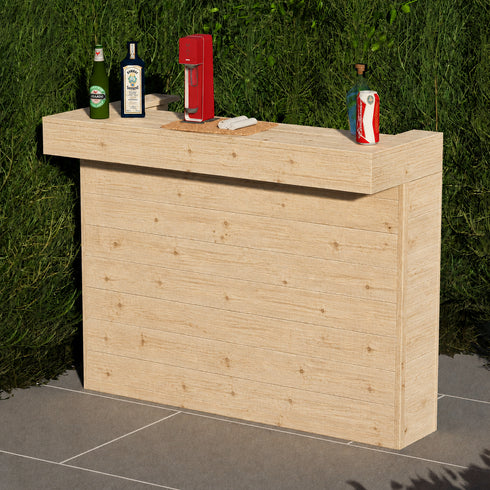 L-Shape Rustic Wooden Garden Bar