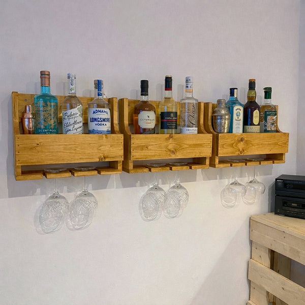Rustic Wooden Drinks Rack