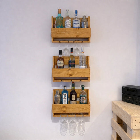 Rustic Wooden Drinks Rack