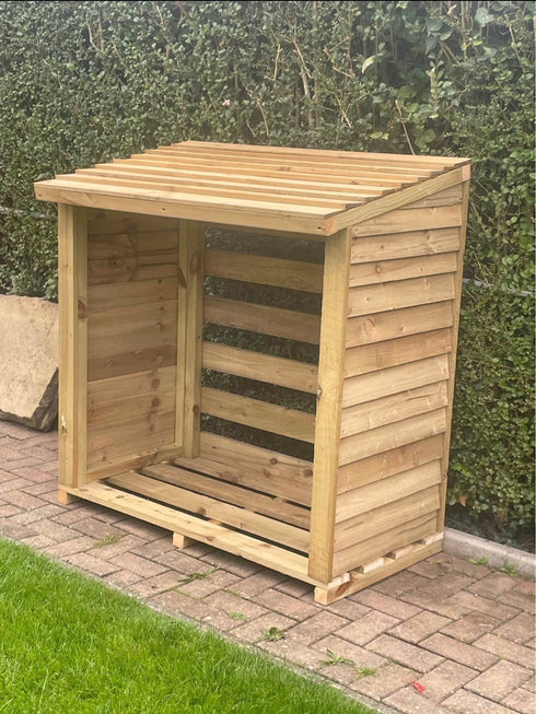 Heavy Duty Outdoor Log Store – Handmade Wooden Firewood Storage with Roof