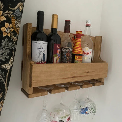 Industrial Style Drinks Rack - Dark Oak