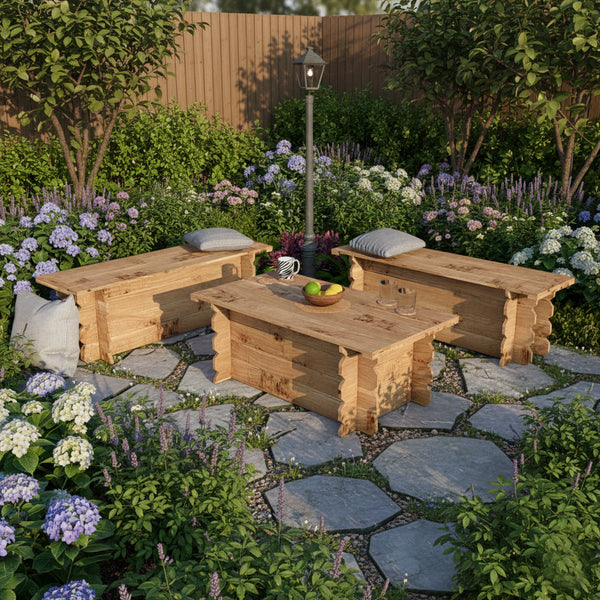 Wooden Interlock Bench Set