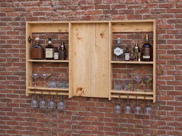 Large Rustic Wooden Bar Shelving Unit