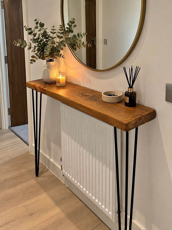 Handmade rustic wooden console table in dark oak, hallway table – photo 1