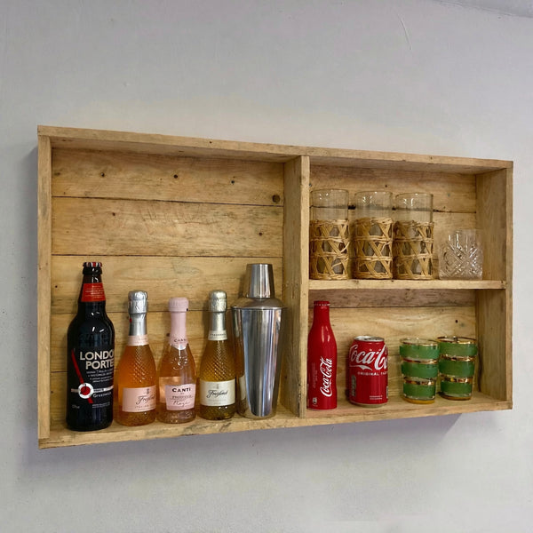 Rustic Wooden Bar Wall Mounted Shelving Unit-Barware-ReclaimedBarware
