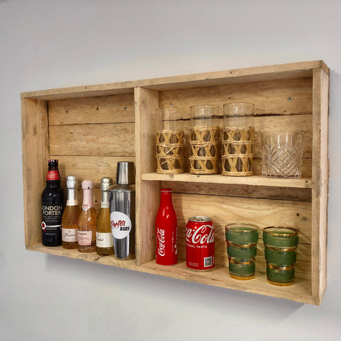 Rustic Wooden Bar Wall Mounted Shelving Unit-Barware-ReclaimedBarware-PorterBars