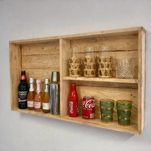 Rustic Wooden Bar Wall Mounted Shelving Unit-Barware-ReclaimedBarware