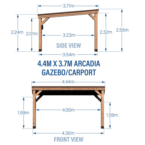4.3m X 3.7m Arcadia Pitched Roof Gazebo