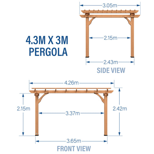 4.3m x 3m Wood Pergola     (14ft x 10ft)