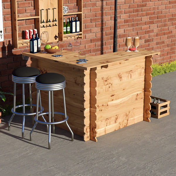 rustic_wooden_interlocking_diy_home_bar_with_fridge_storage
