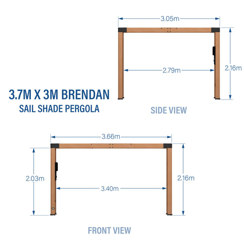 3.7m x 3.1m Brendan Sail Shade Pergola