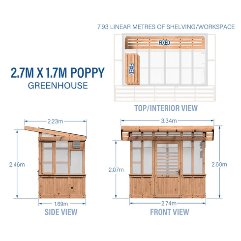 2.7m X 1.7m Poppy Greenhouse