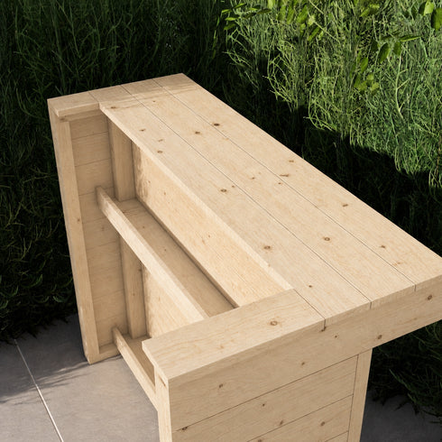 L-Shape Rustic Wooden Garden Bar