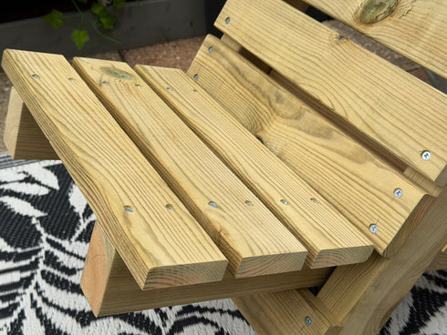 Small 2 Part Camping Chairs, Treated Wood - Set of 2