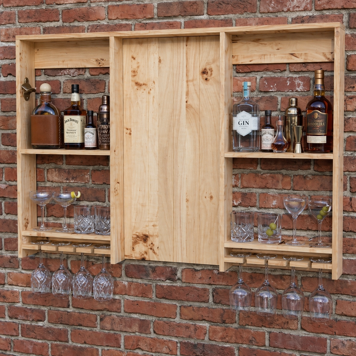 Large Rustic Wooden Bar Shelving Unit – Bars at Home