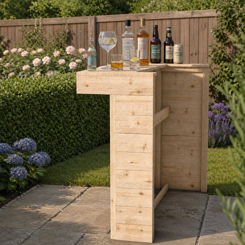 L-Shape Rustic Wooden Garden Bar