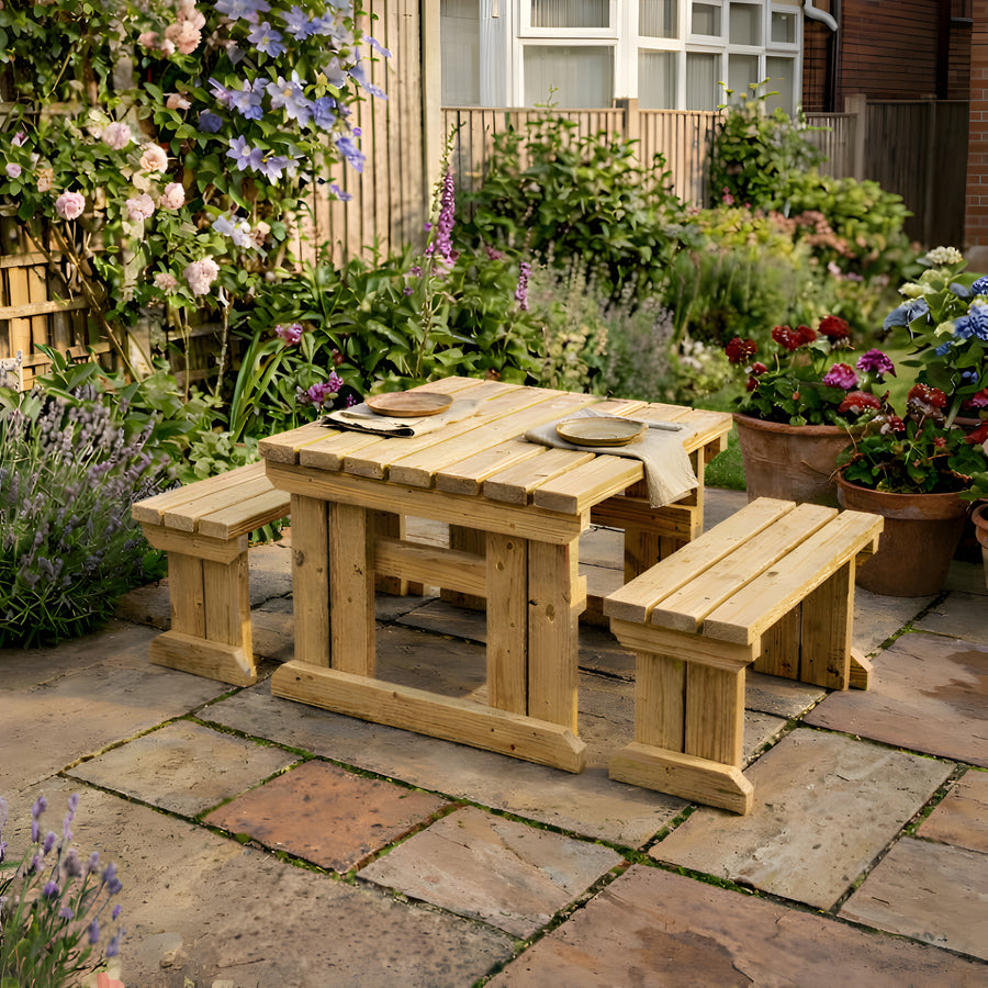 3ft Wooden Picnic Table Set