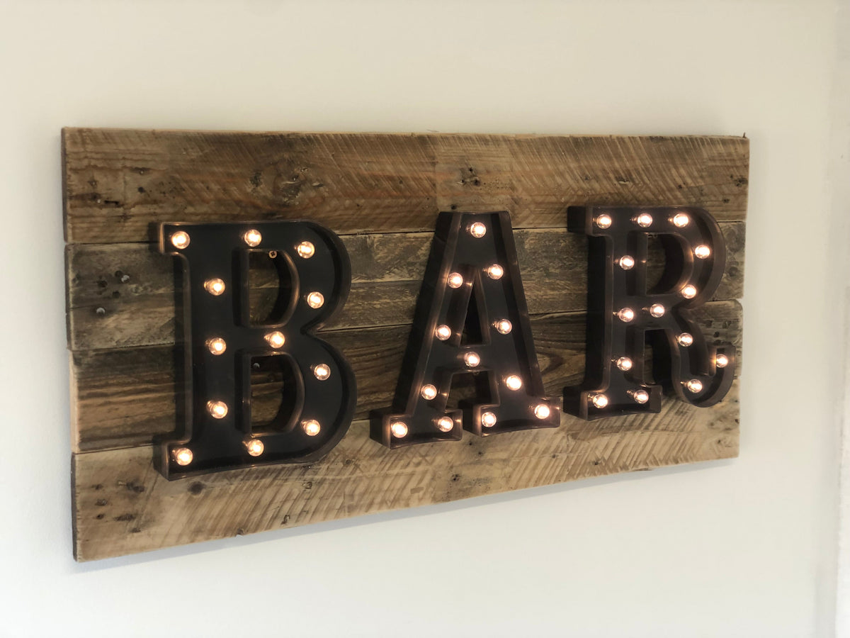 80cm Rustic Wooden LED Bar Sign Letters | Shop Bar Accessories UK ...