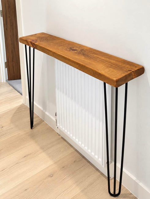 Dark oak rustic wooden console table for hallway or entryway – photo 2