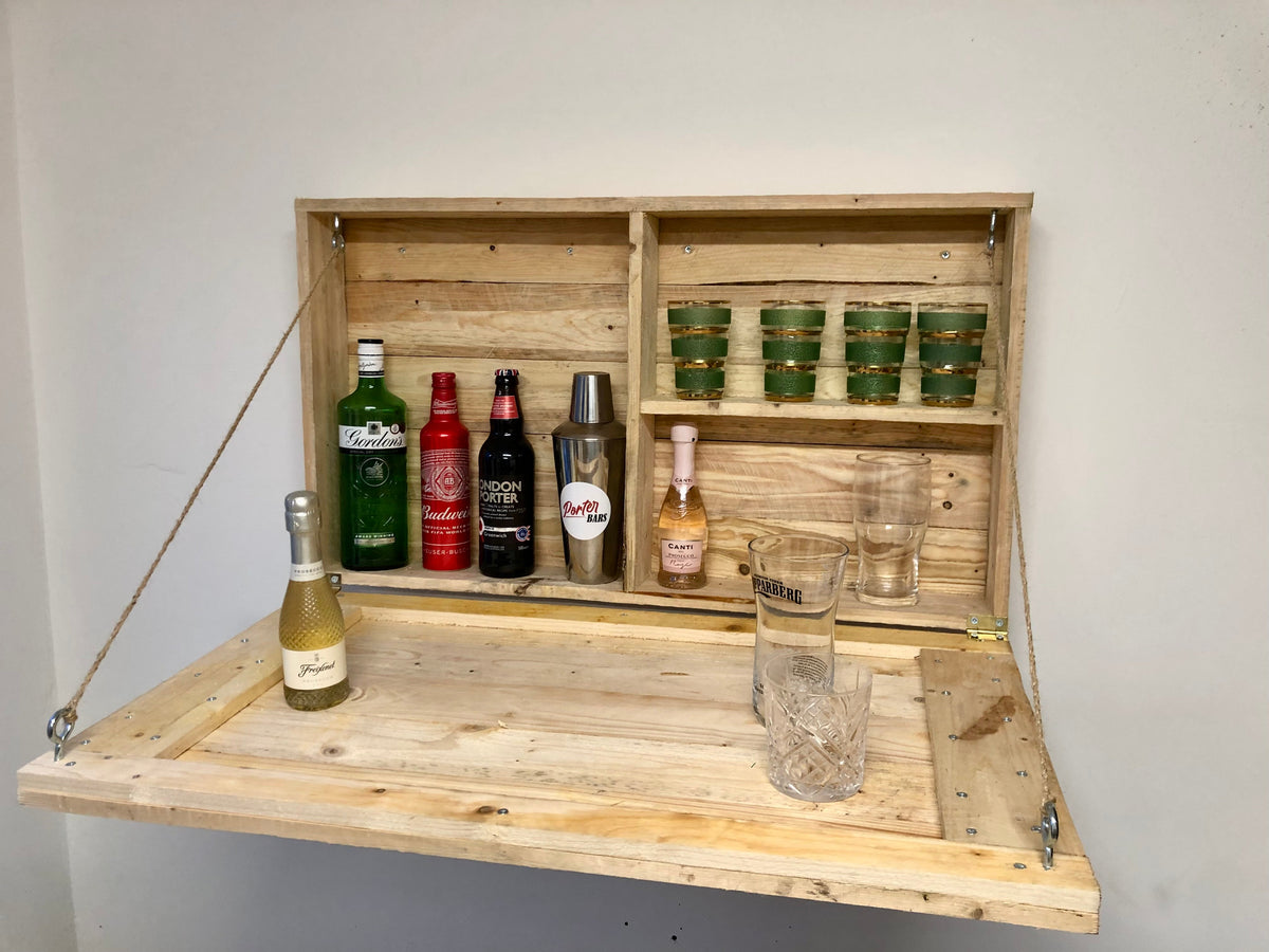 Rustic Wooden Drop Down Bar with Integrated Bar Sign | Free Delivery ...