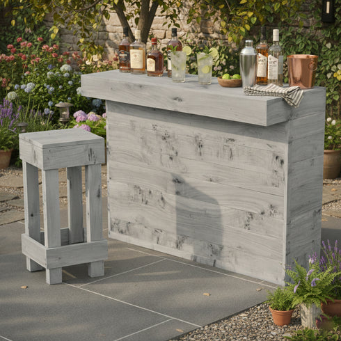 L-Shape Rustic Wooden Garden Bar