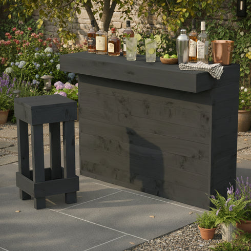 L-Shape Rustic Wooden Garden Bar