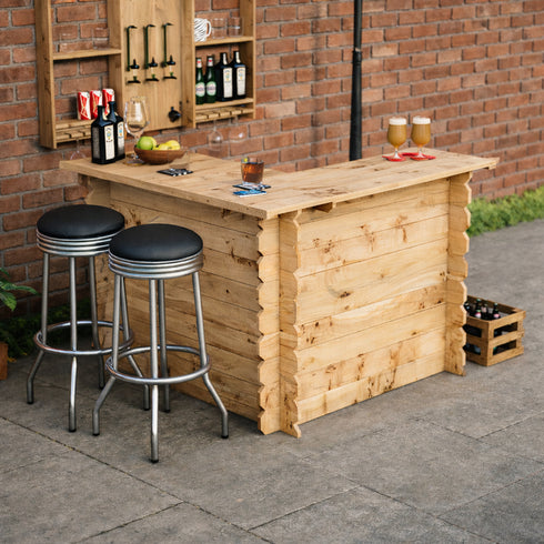 rustic_wooden_interlocking_diy_home_bar_with_fridge_storage

