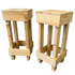 Two wooden stools on a white background